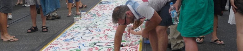 Oberbaumbrücke - OpenAirGallery, Maler an der Leinwand