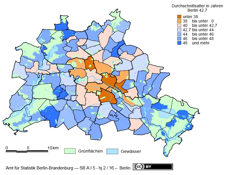 Statistik: Alter der Einwohner Berlins 2016